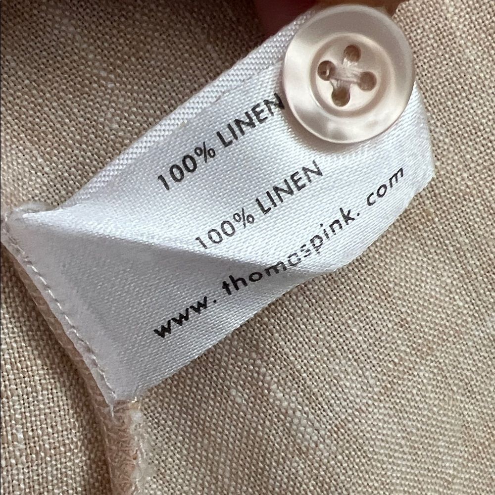 Like New! Thomas Pink 100% Linen Button-Front Belted Peplum Top in Size 8 - Picture 10 of 14